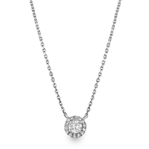 0.40ct Lab Diamond Halo Necklace in 9K White Gold G/Vs